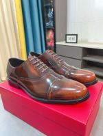 Ferragamo Brown calfskin Leather Shoes-Ferragamo Man Business Leather Shoes